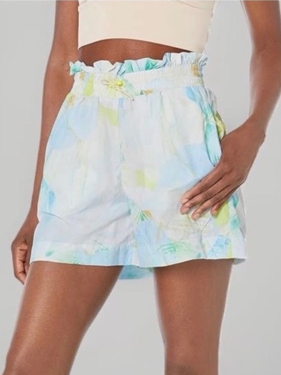 Guess Pants - Guess Carlie High Waist Board Shorts Blue Yellow Abstract Flowers Womens Small